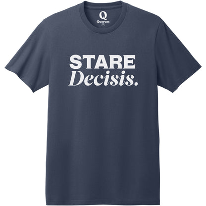 "Stare Decisis." Quorum Heavyweight Recycled Cotton Tee editorial print in Night Sky Navy