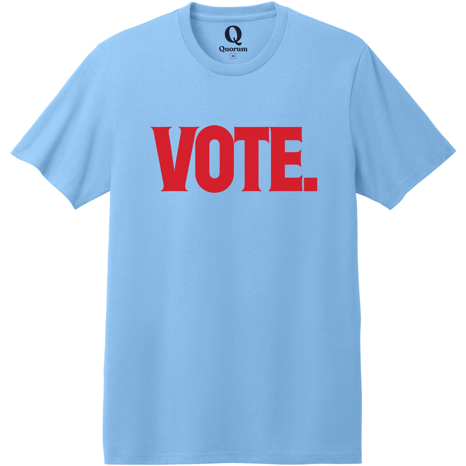 "Vote." Quorum Heavyweight Recycled Cotton Tee front print in Arctic Blue