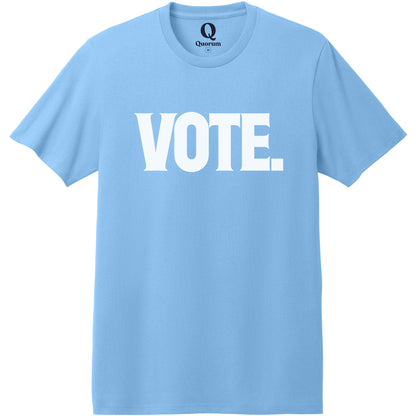 "Vote." Quorum Heavyweight Recycled Cotton Tee editorial print in Arctic Blue