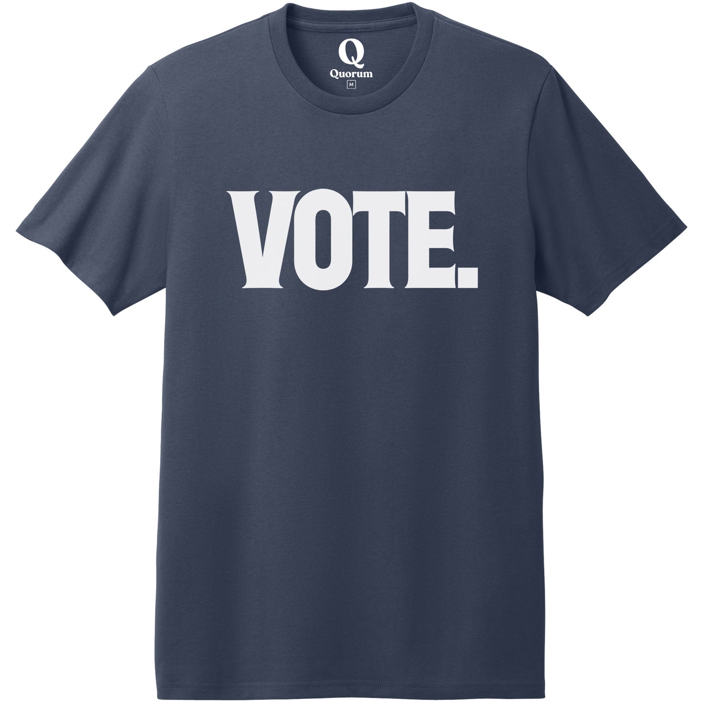 "Vote." Quorum Heavyweight Recycled Cotton Tee editorial print in Night Sky Navy
