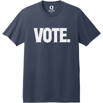 "Vote." Quorum Heavyweight Recycled Cotton Tee editorial print in Night Sky Navy
