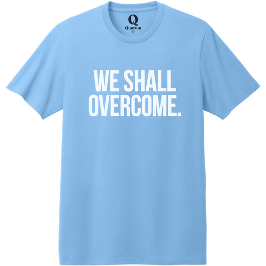 "We shall overcome." Quorum Heavyweight Recycled Cotton Tee editorial print in Arctic Blue