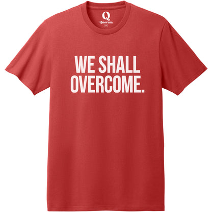 "We shall overcome." Quorum Heavyweight Recycled Cotton Tee editorial print in Beet Red