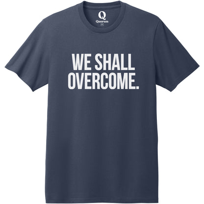 "We shall overcome." Quorum Heavyweight Recycled Cotton Tee editorial print in Night Sky Navy