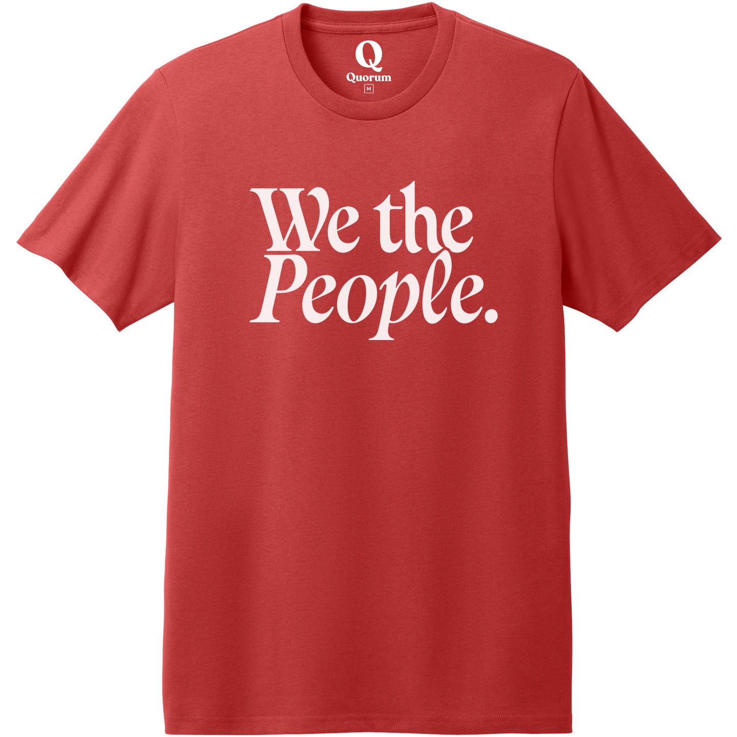 "We the People." Quorum Heavyweight Recycled Cotton Tee editorial print in Beet Red