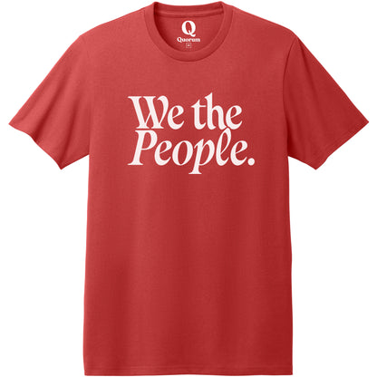 "We the People." Quorum Heavyweight Recycled Cotton Tee editorial print in Beet Red