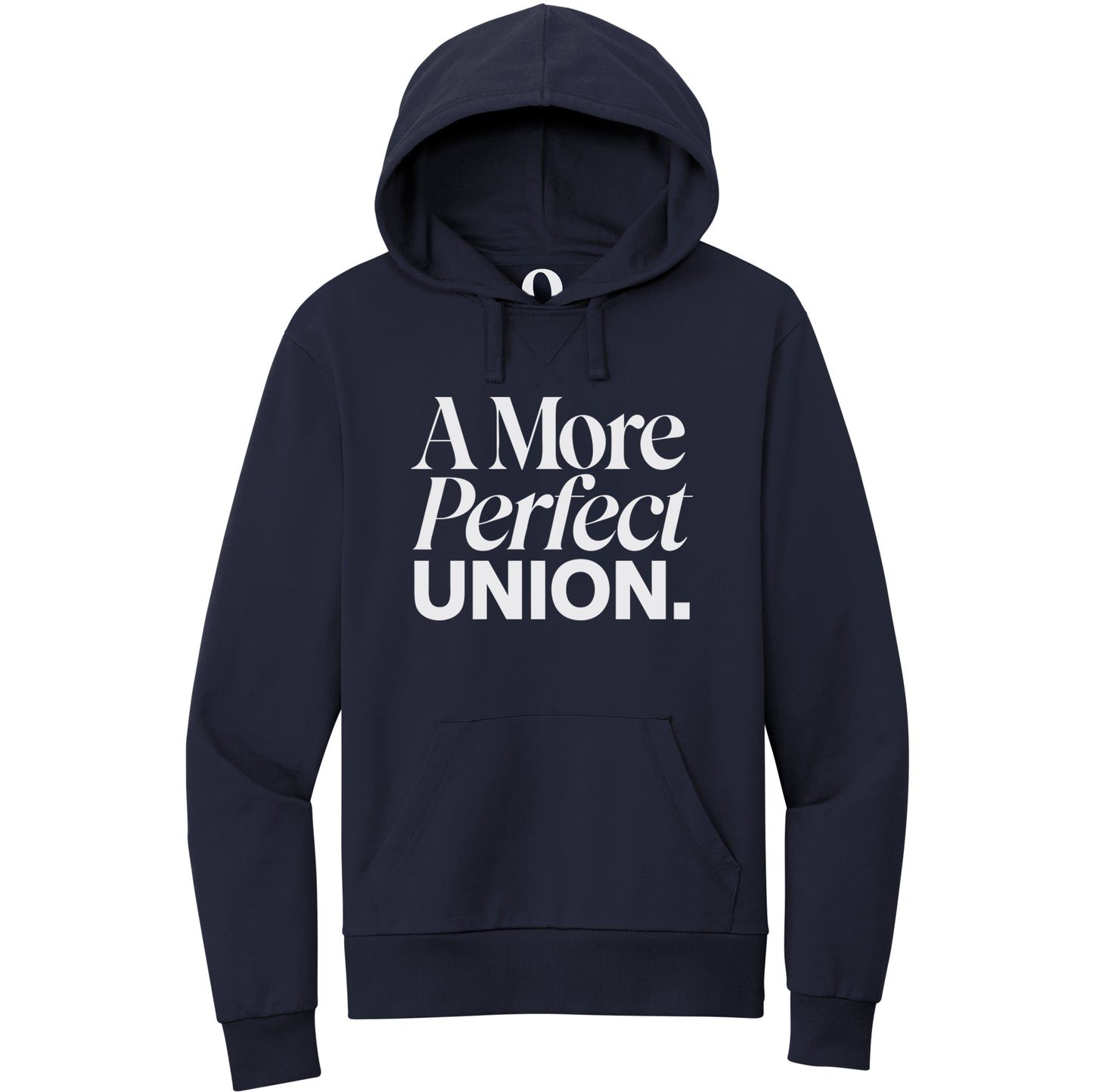 "A More Perfect Union." Quorum Pullover Hoodie editorial print in Night Sky Navy
