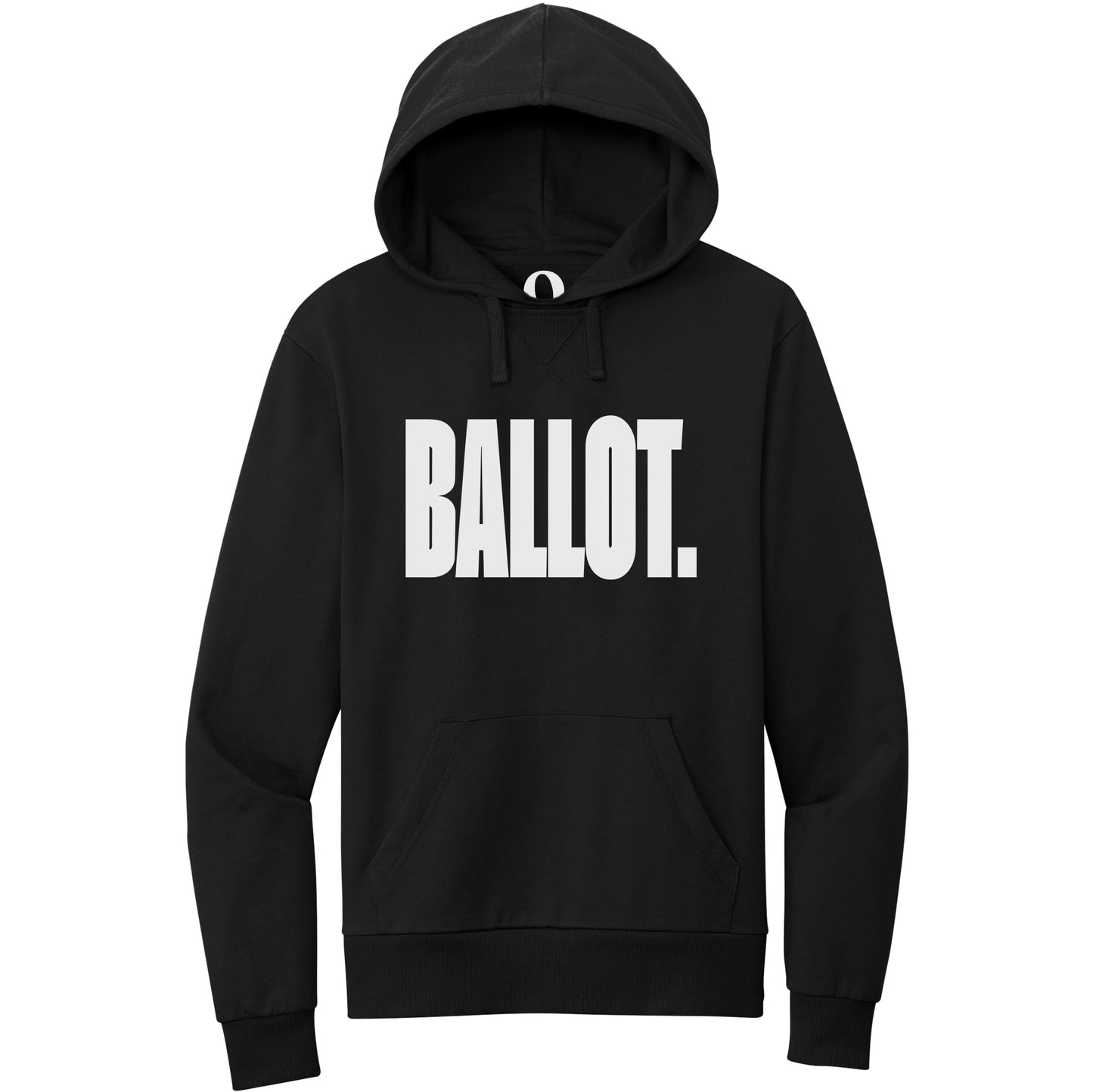 "Ballot." Quorum Pullover Hoodie editorial print in Deep Black