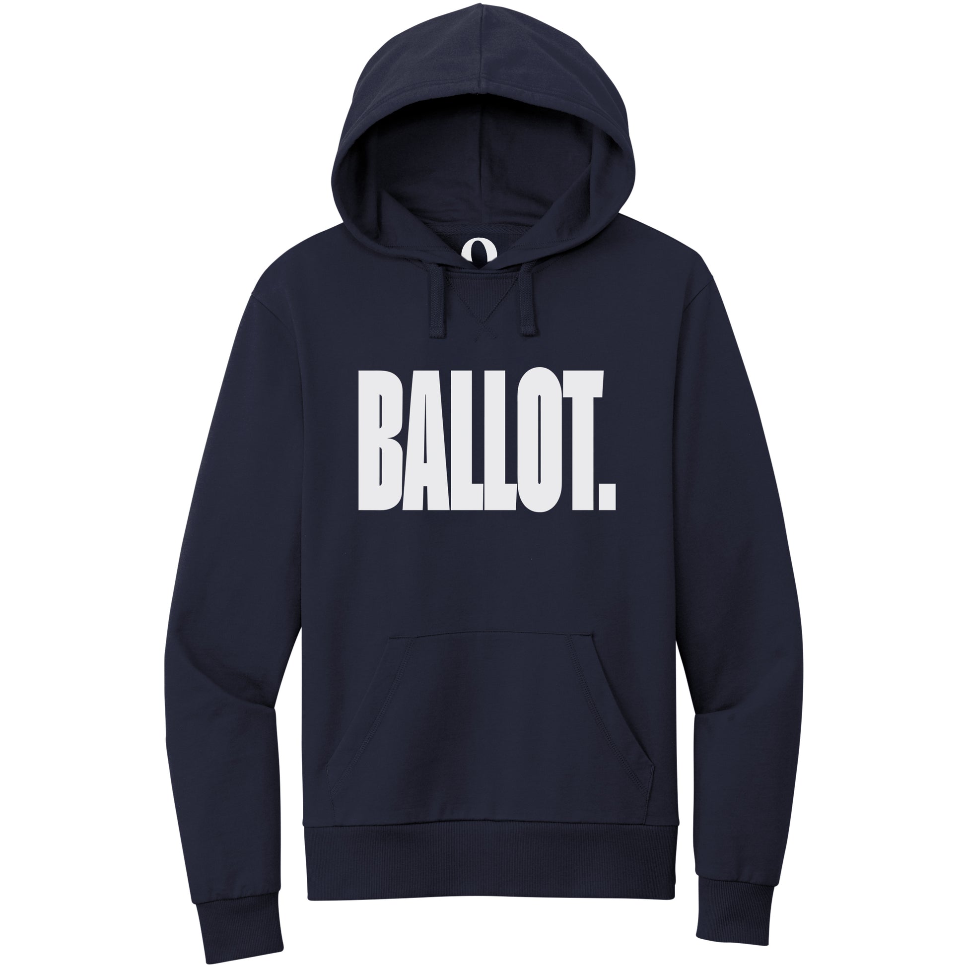 "Ballot." Quorum Pullover Hoodie editorial print in Night Sky Navy