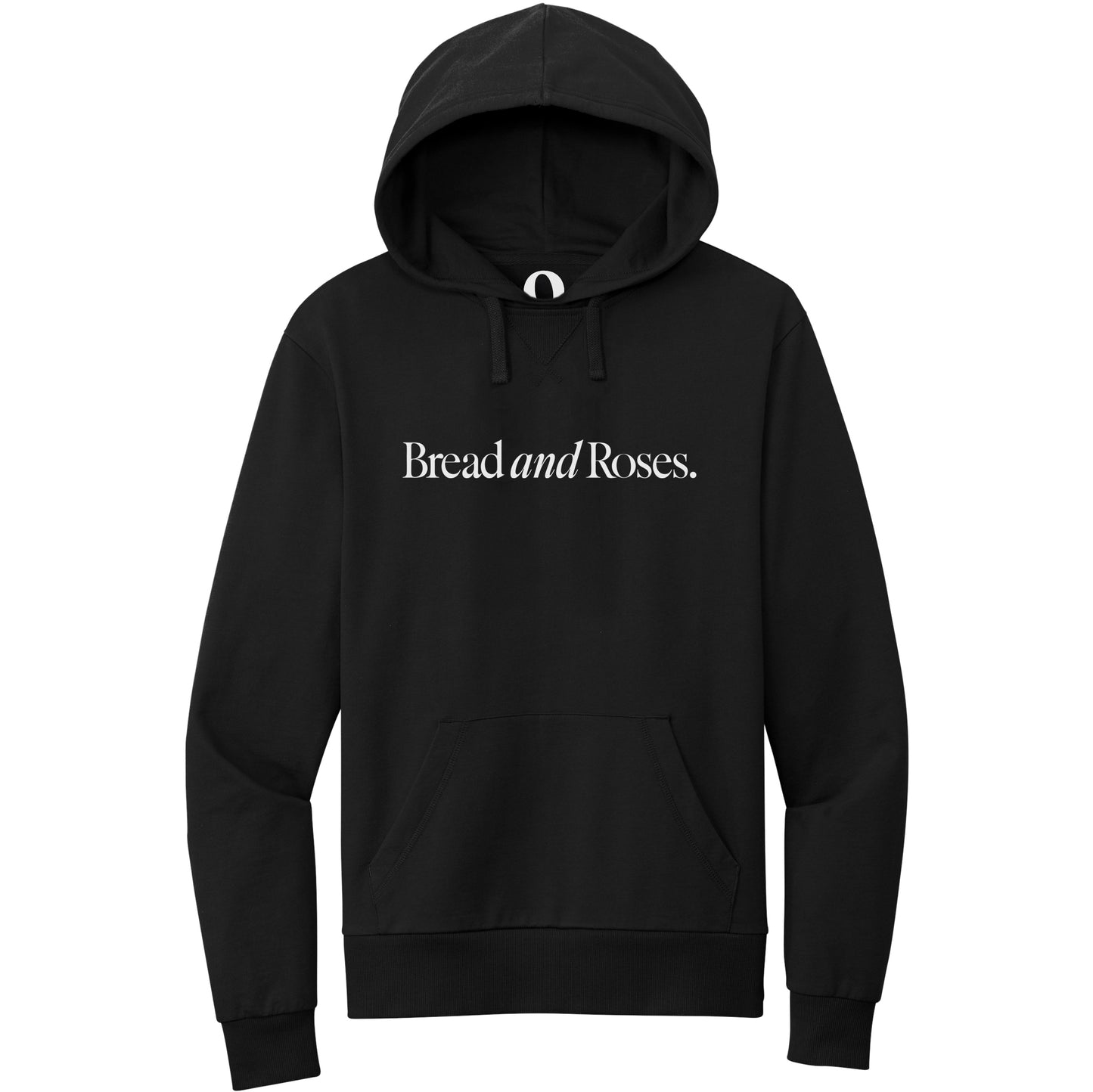 "Bread and Roses." Quorum Pullover Hoodie editorial print in Deep Black