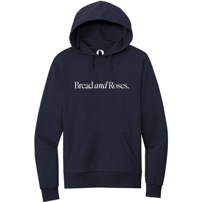 "Bread and Roses." Quorum Pullover Hoodie editorial print in Night Sky Navy