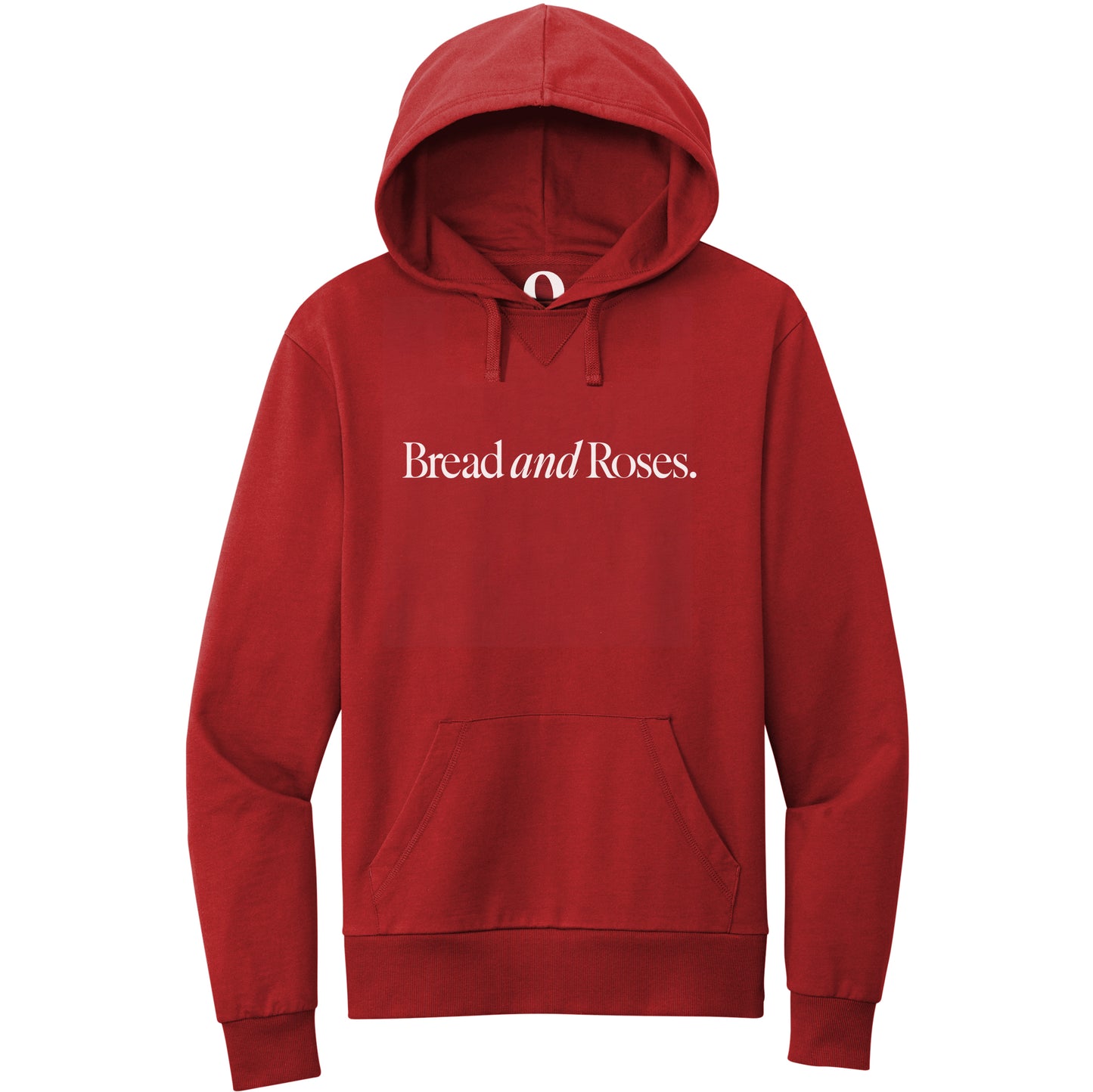 "Bread and Roses." Quorum Pullover Hoodie editorial print in Revolution Red
