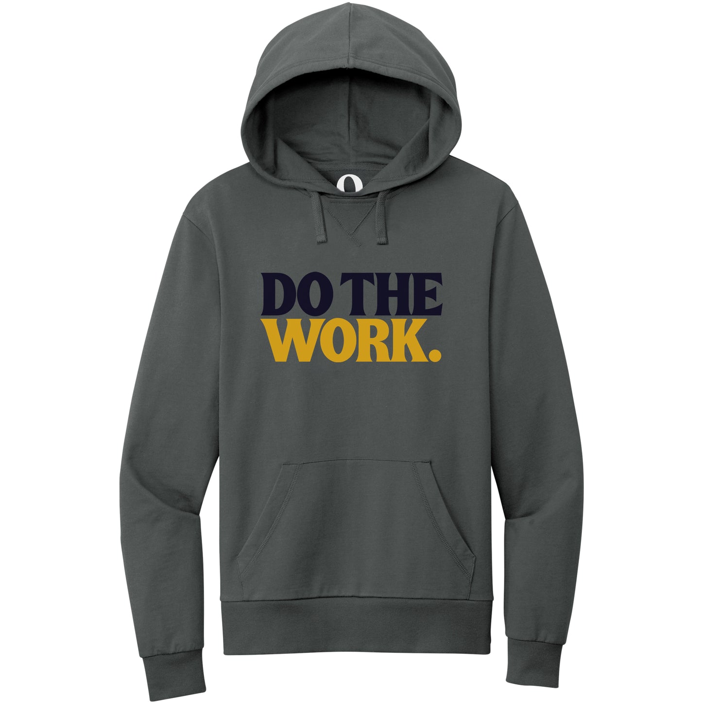"Do the Work." Quorum Pullover Hoodie front print in Terrain Grey
