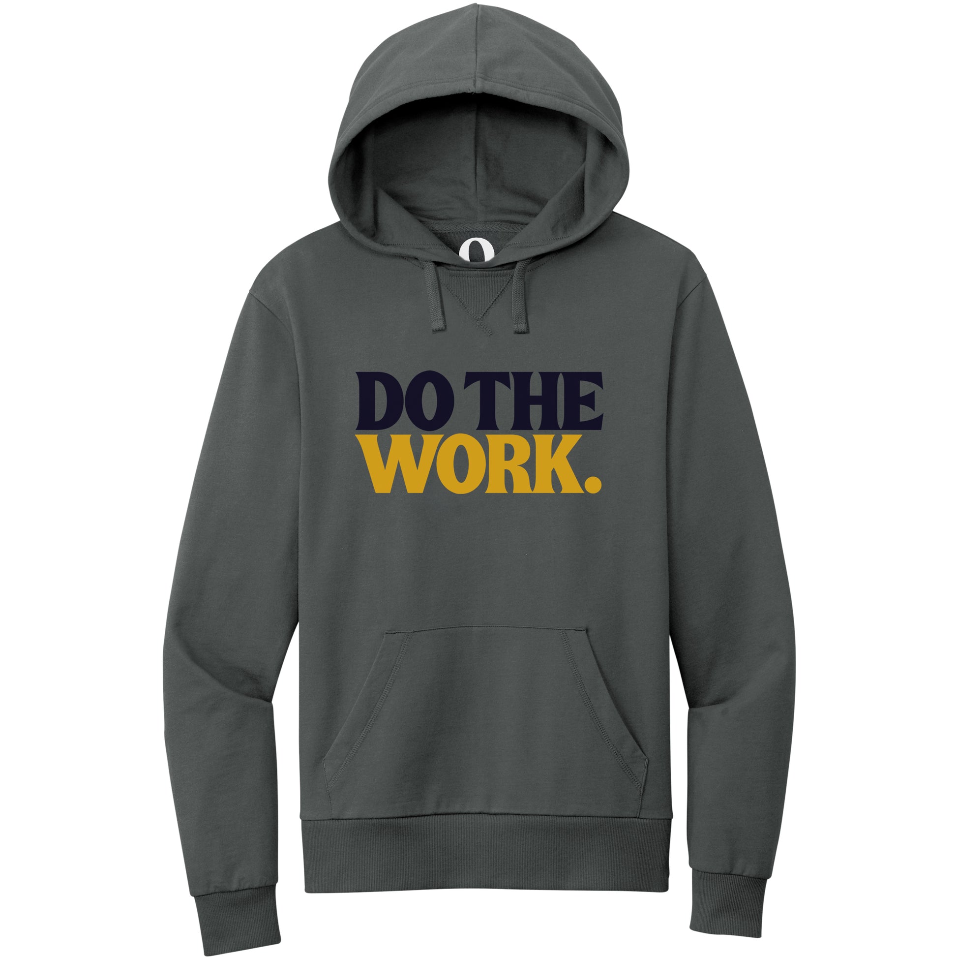 "Do the Work." Quorum Pullover Hoodie front print in Terrain Grey