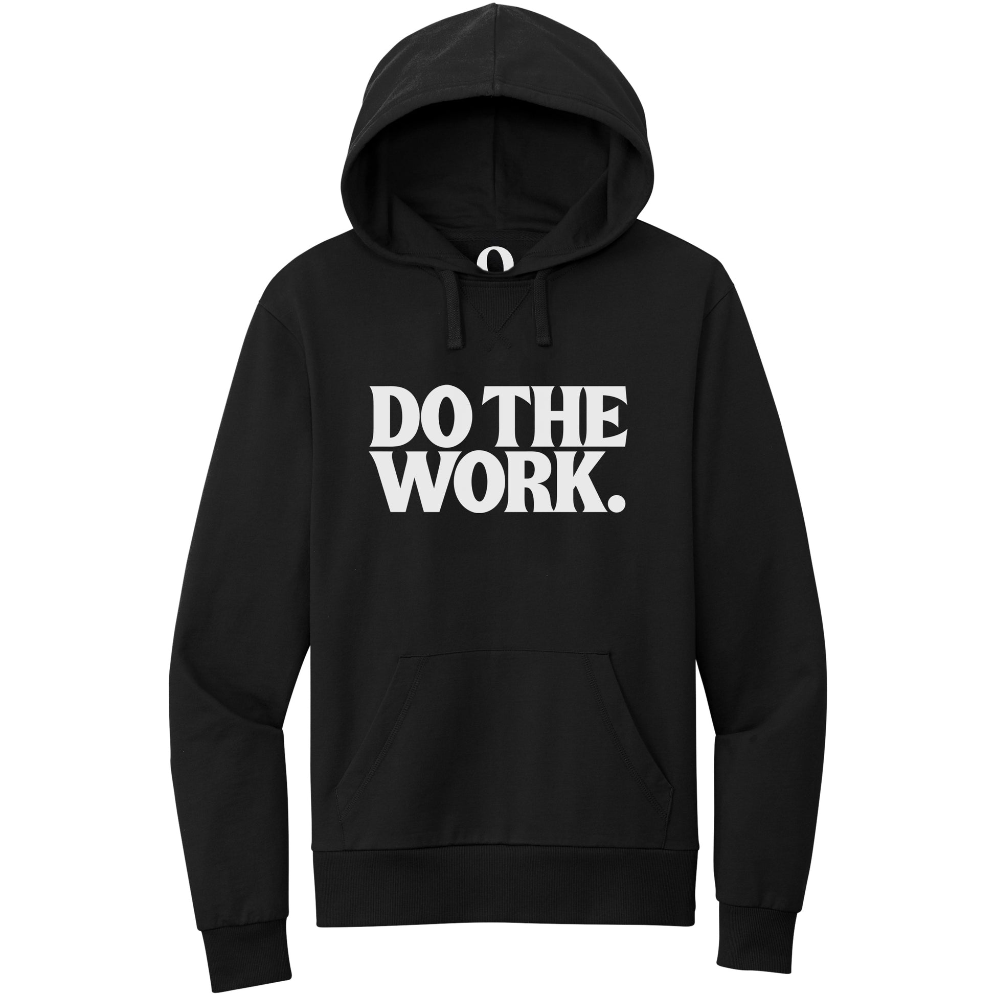 "Do the Work." Quorum Pullover Hoodie editorial print in Deep Black