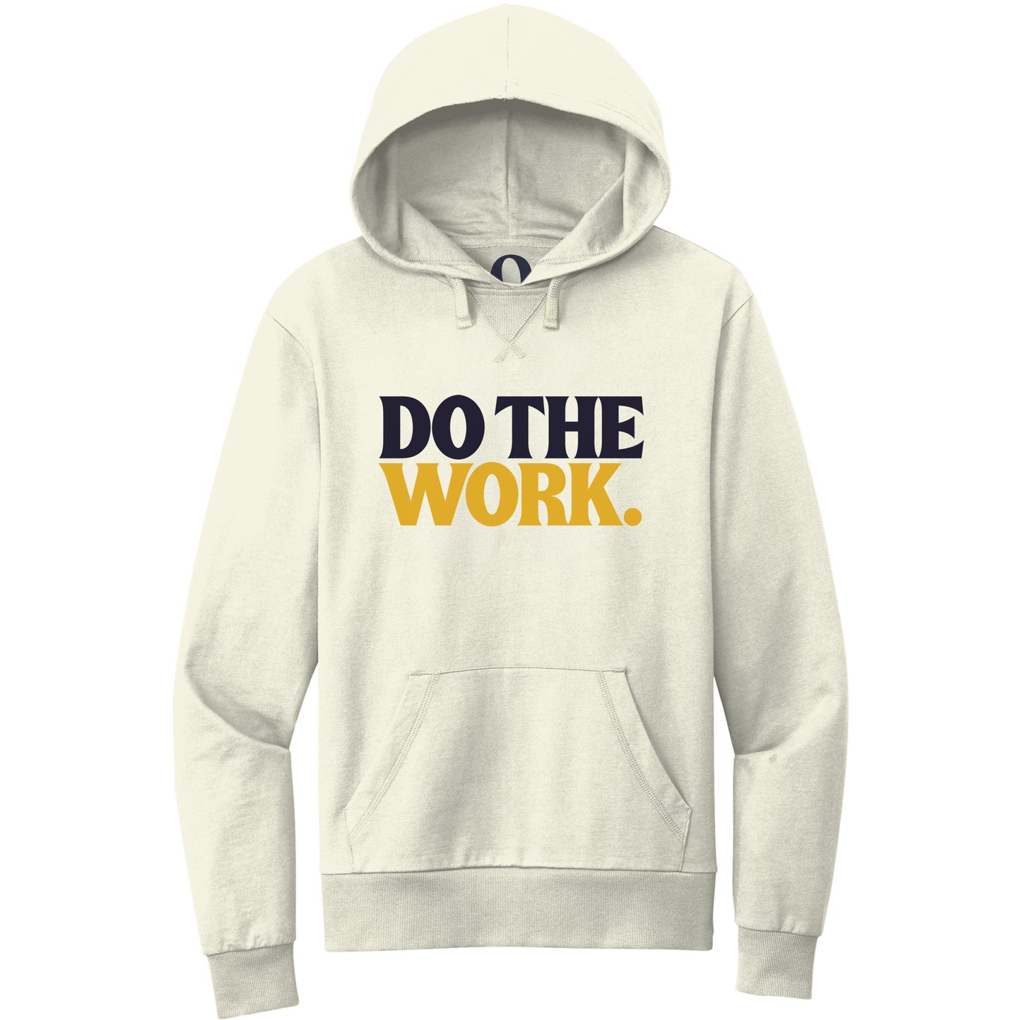 "Do the Work." Quorum Pullover Hoodie front print in White Sand