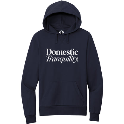 "Domestic Tranquility." Quorum Pullover Hoodie editorial print in Night Sky Navy