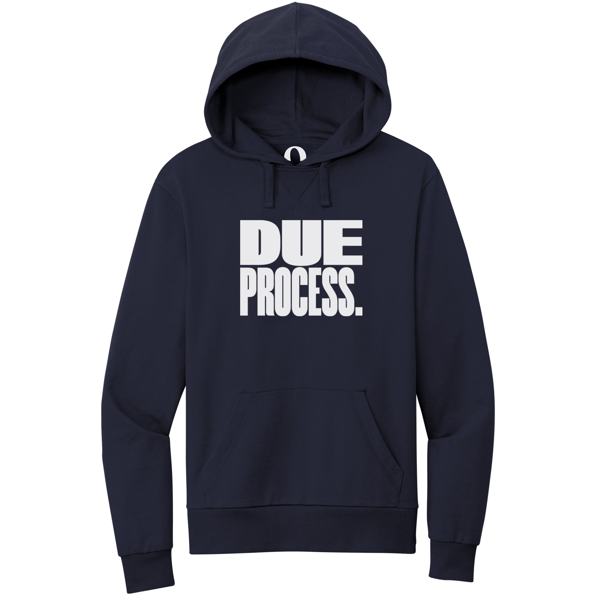 "Due Process." Quorum Pullover Hoodie editorial print in Night Sky Navy