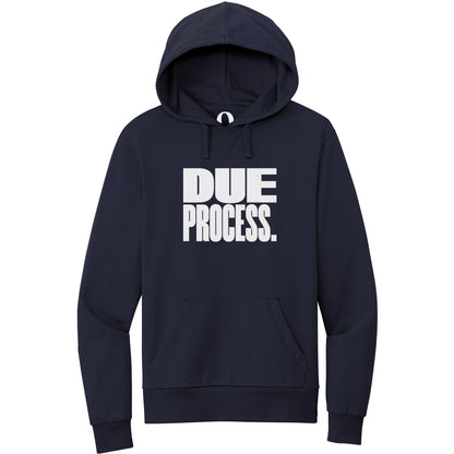 "Due Process." Quorum Pullover Hoodie editorial print in Night Sky Navy
