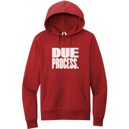 "Due Process." Quorum Pullover Hoodie editorial print in Revolution Red