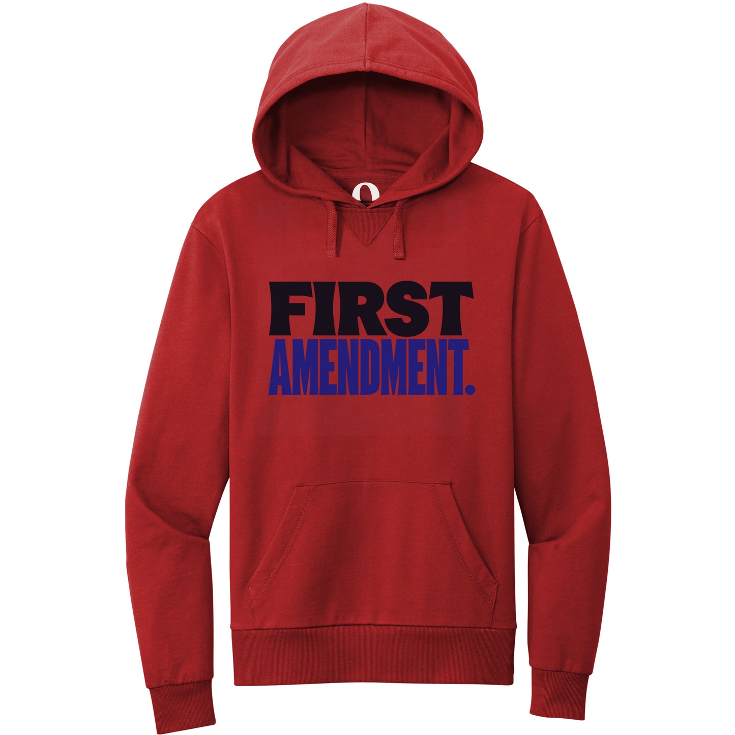 "First Amendment." Quorum Pullover Hoodie front print in Revolution Red