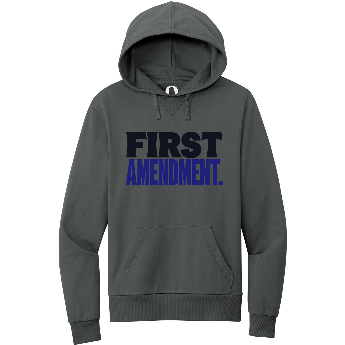 "First Amendment." Quorum Pullover Hoodie front print in Terrain Grey
