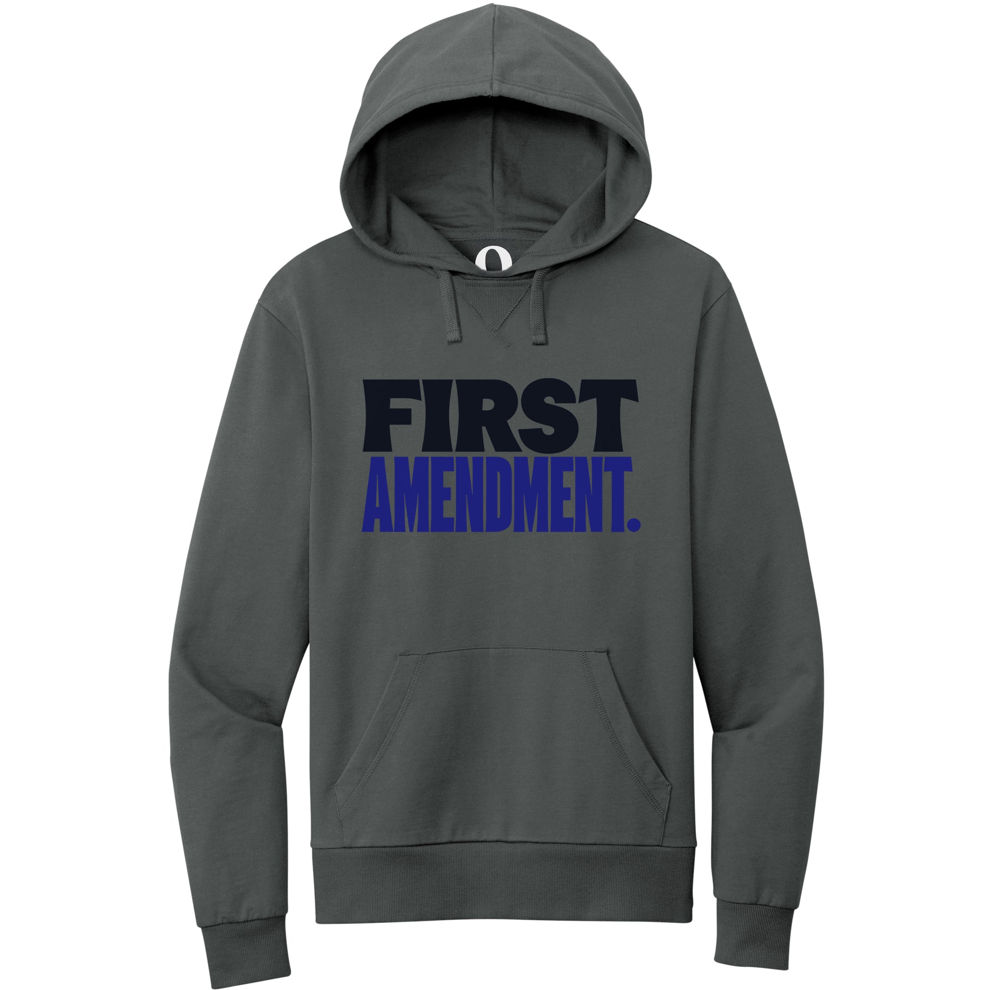 "First Amendment." Quorum Pullover Hoodie front print in Terrain Grey