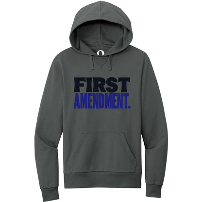 "First Amendment." Quorum Pullover Hoodie front print in Terrain Grey