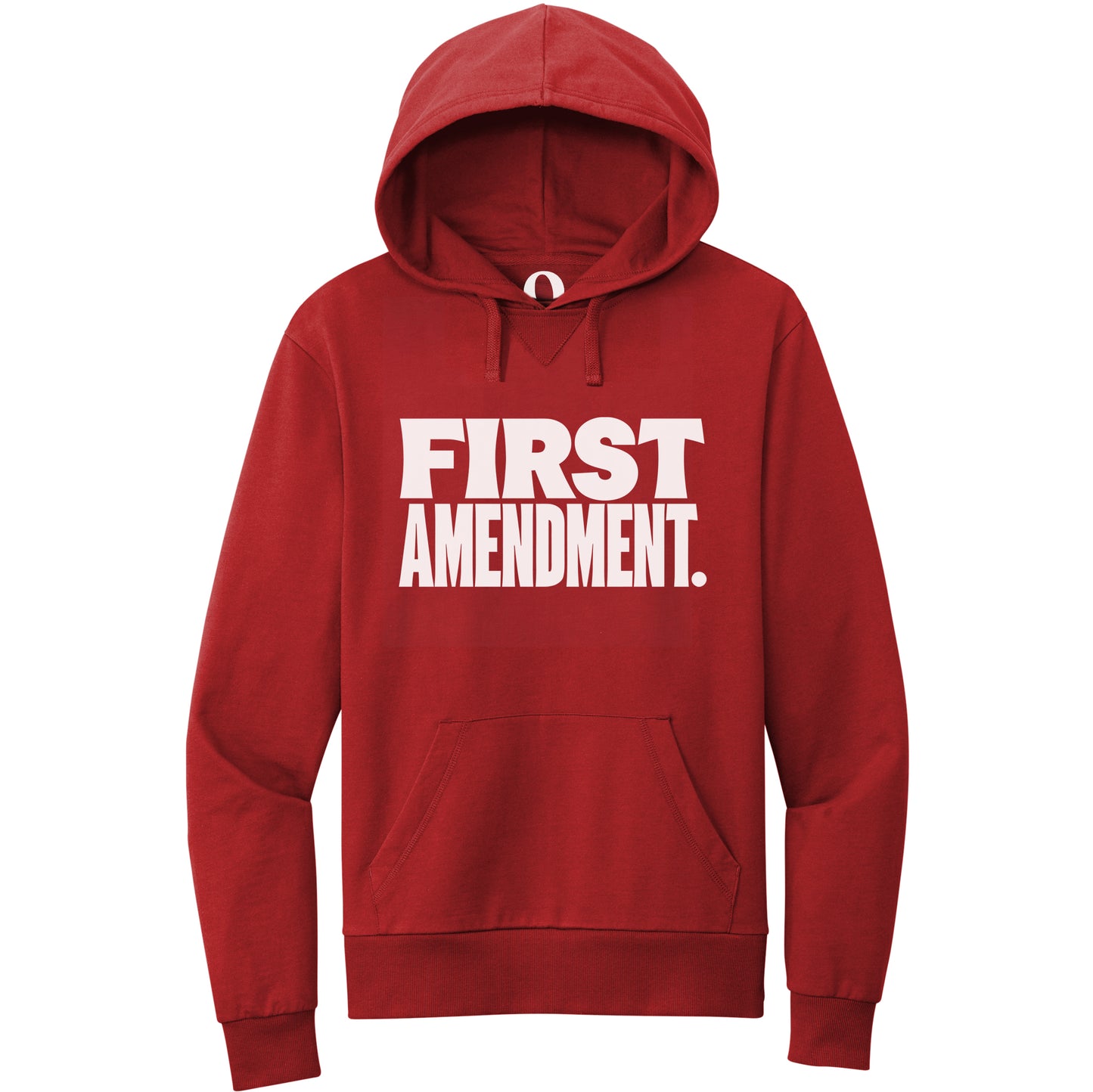"First Amendment." Quorum Pullover Hoodie editorial print in Revolution Red