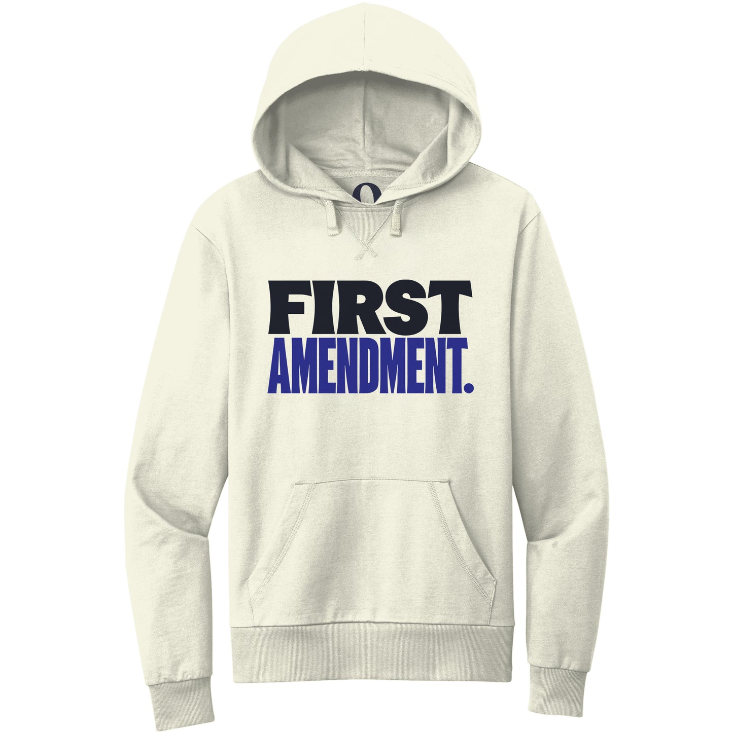 "First Amendment." Quorum Pullover Hoodie front print in White Sand