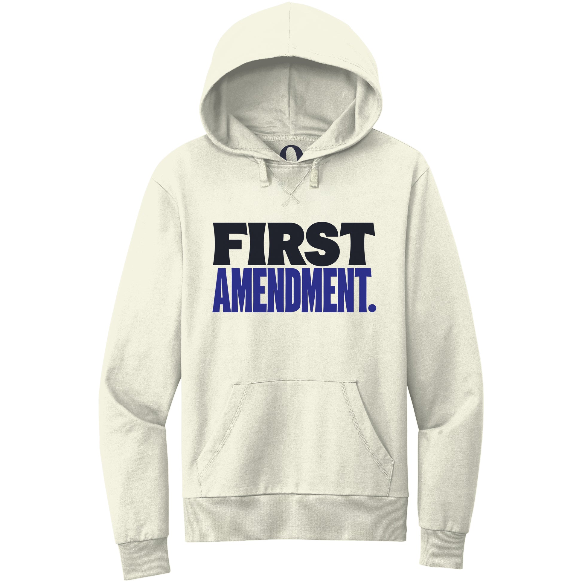 "First Amendment." Quorum Pullover Hoodie front print in White Sand