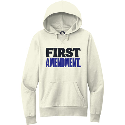 "First Amendment." Quorum Pullover Hoodie front print in White Sand