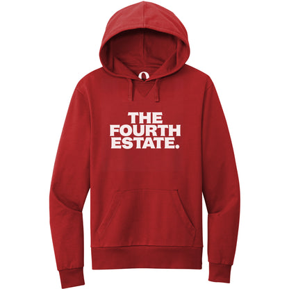 "The Fourth Estate." Quorum Pullover Hoodie editorial print in Revolution Red