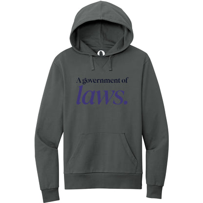 "A government of laws." Quorum Pullover Hoodie front print in Terrain Grey