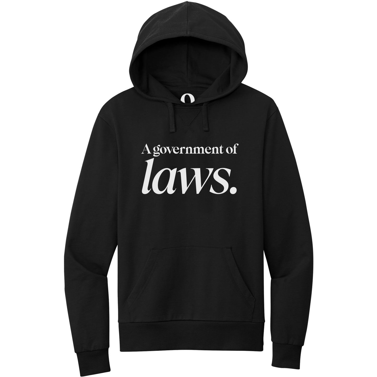 "A government of laws." Quorum Pullover Hoodie editorial print in Deep Black