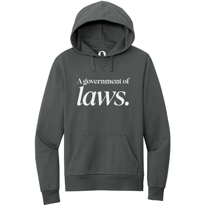 "A government of laws." Quorum Pullover Hoodie editorial print in Terrain Grey