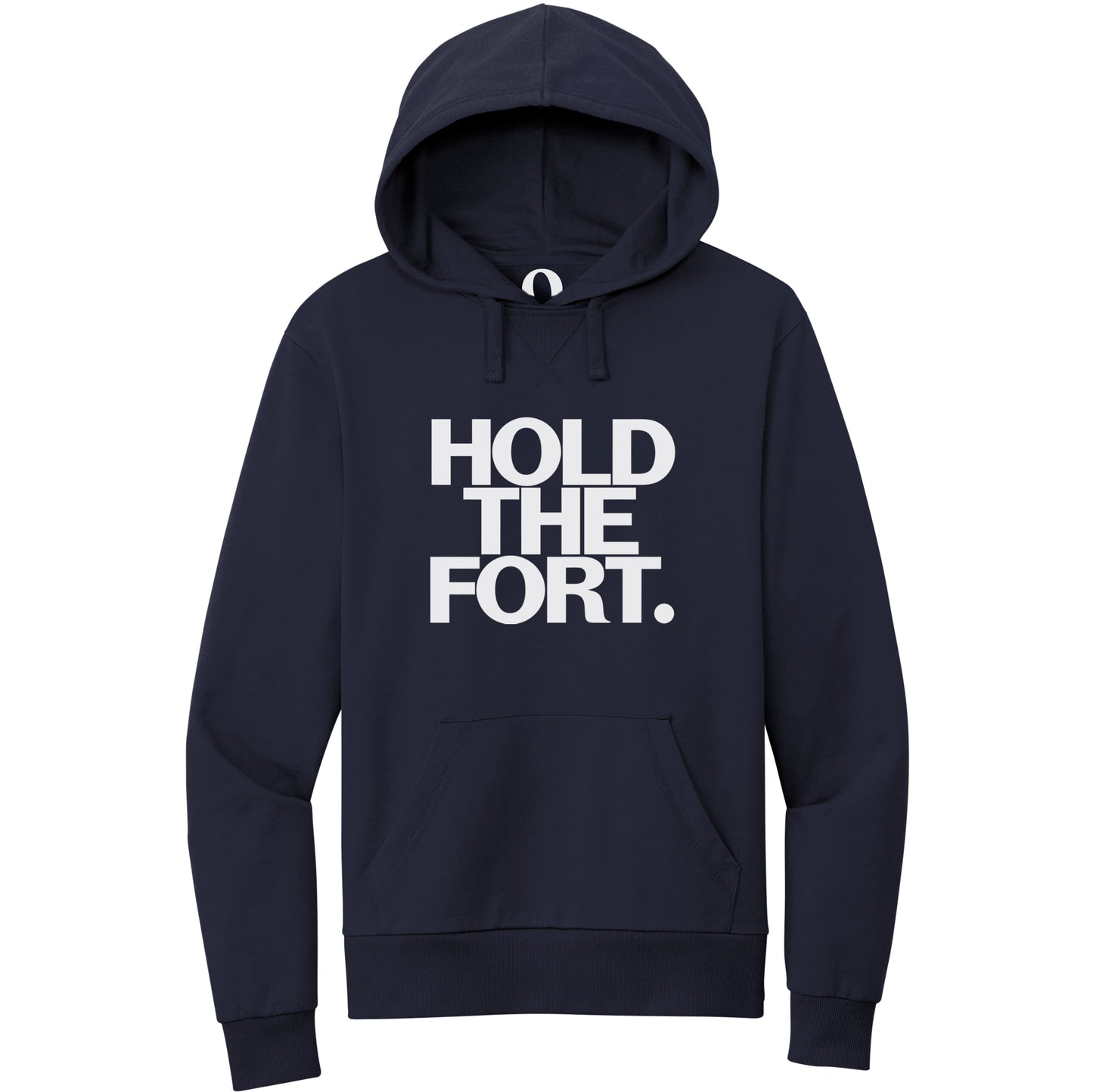 "Hold the Fort." Quorum Pullover Hoodie editorial print in Night Sky Navy