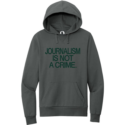 "Journalism is not a crime." Quorum Pullover Hoodie front print in Terrain Grey