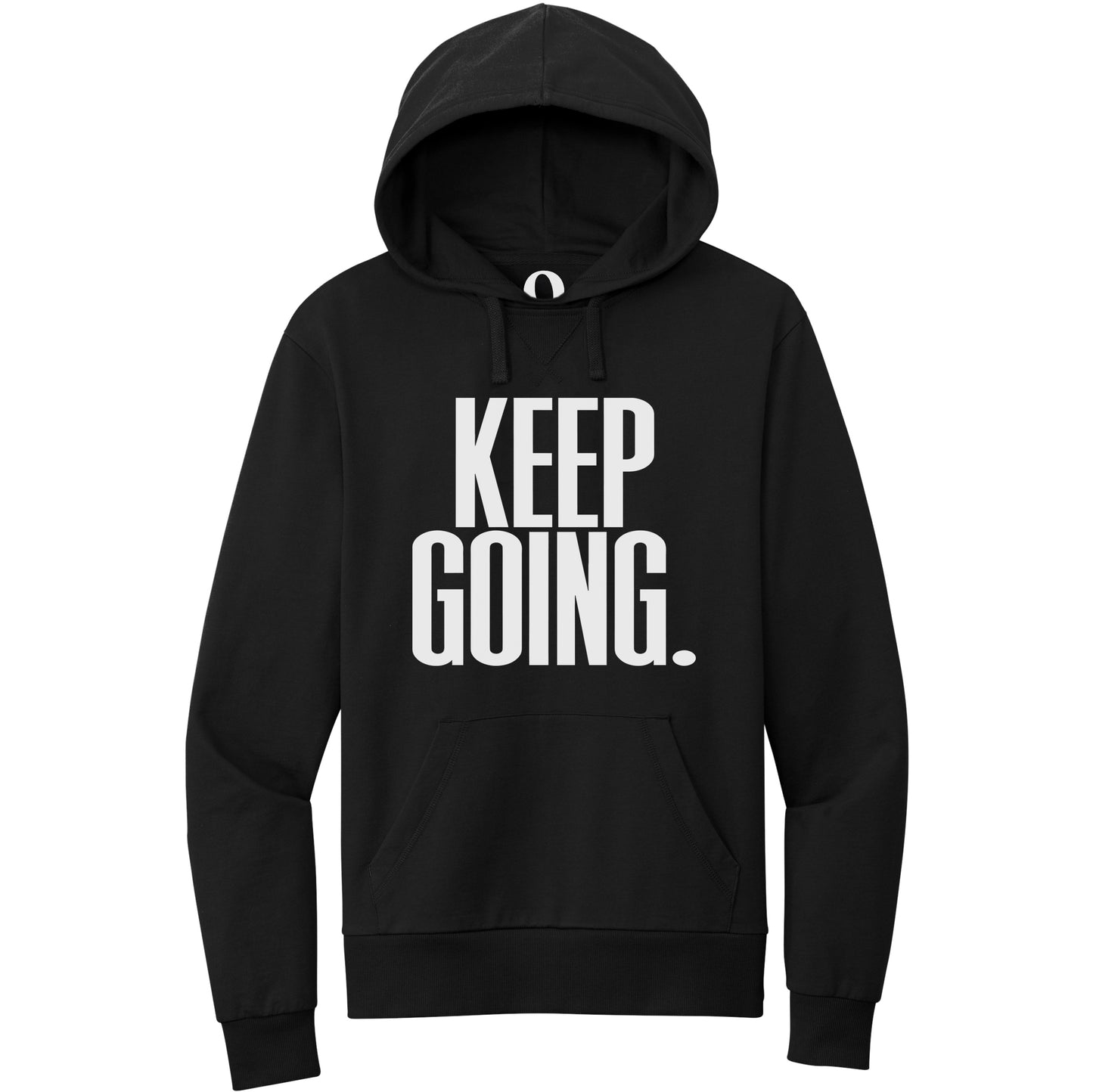"Keep Going." Quorum Pullover Hoodie editorial print in Deep Black