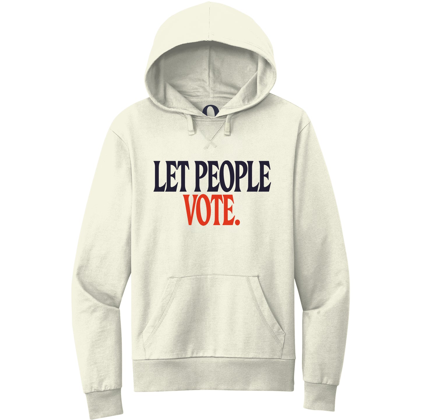 "Let People Vote." Quorum Pullover Hoodie front print in White Sand