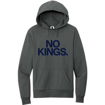 "No Kings." Quorum Pullover Hoodie front print in Terrain Grey