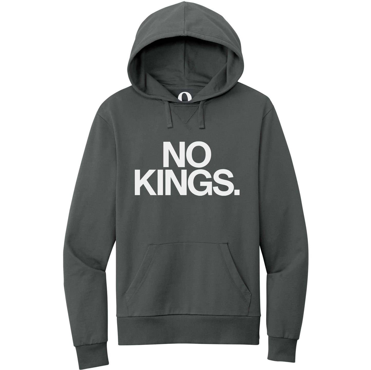 "No Kings." Quorum Pullover Hoodie editorial print in Terrain Grey
