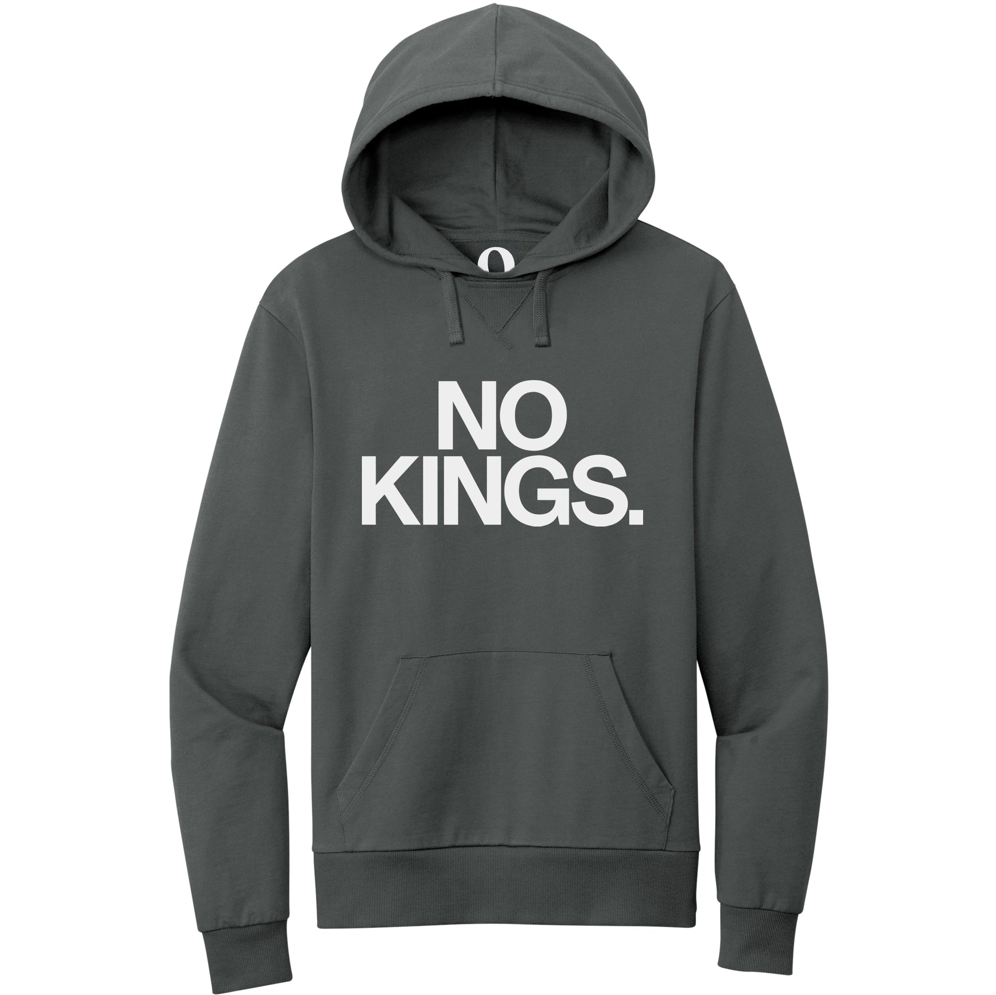 "No Kings." Quorum Pullover Hoodie editorial print in Terrain Grey