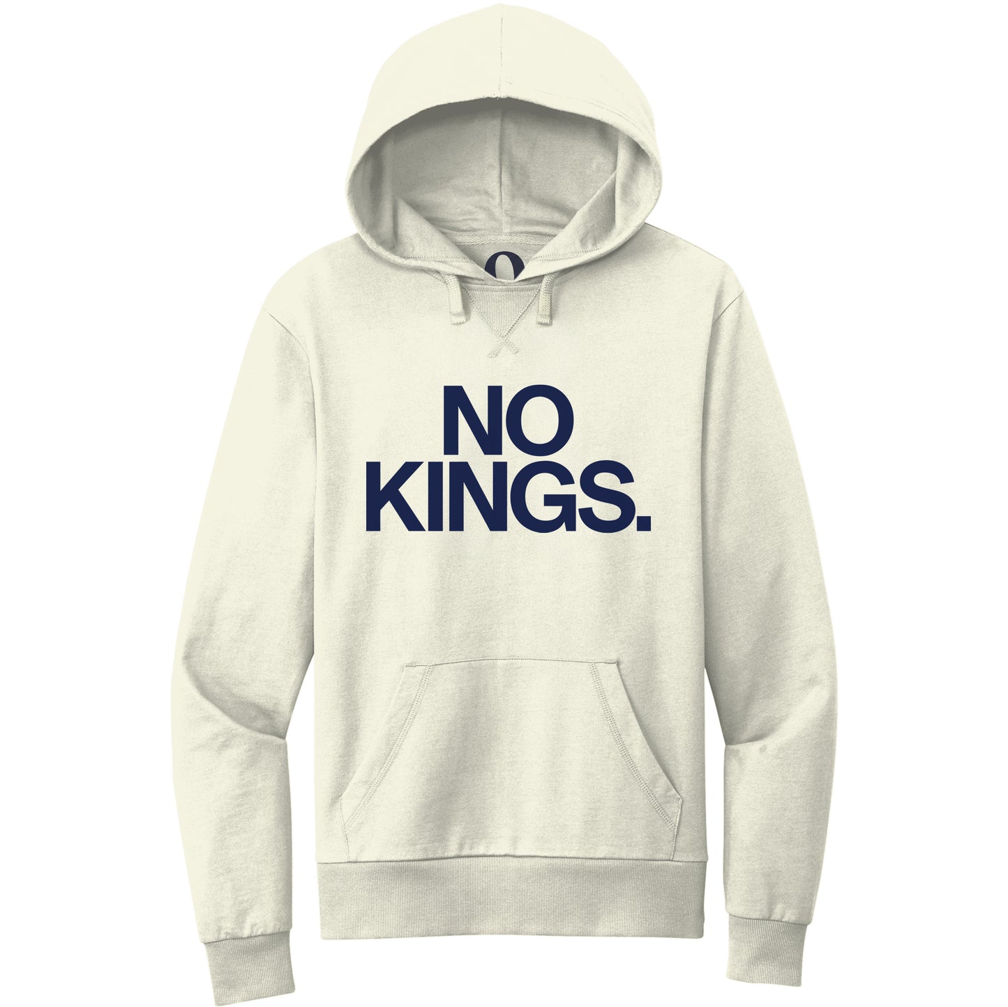 "No Kings." Quorum Pullover Hoodie front print in White Sand