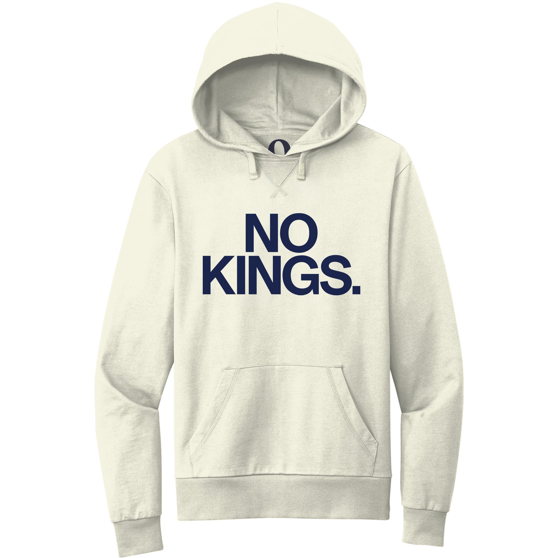"No Kings." Quorum Pullover Hoodie front print in White Sand