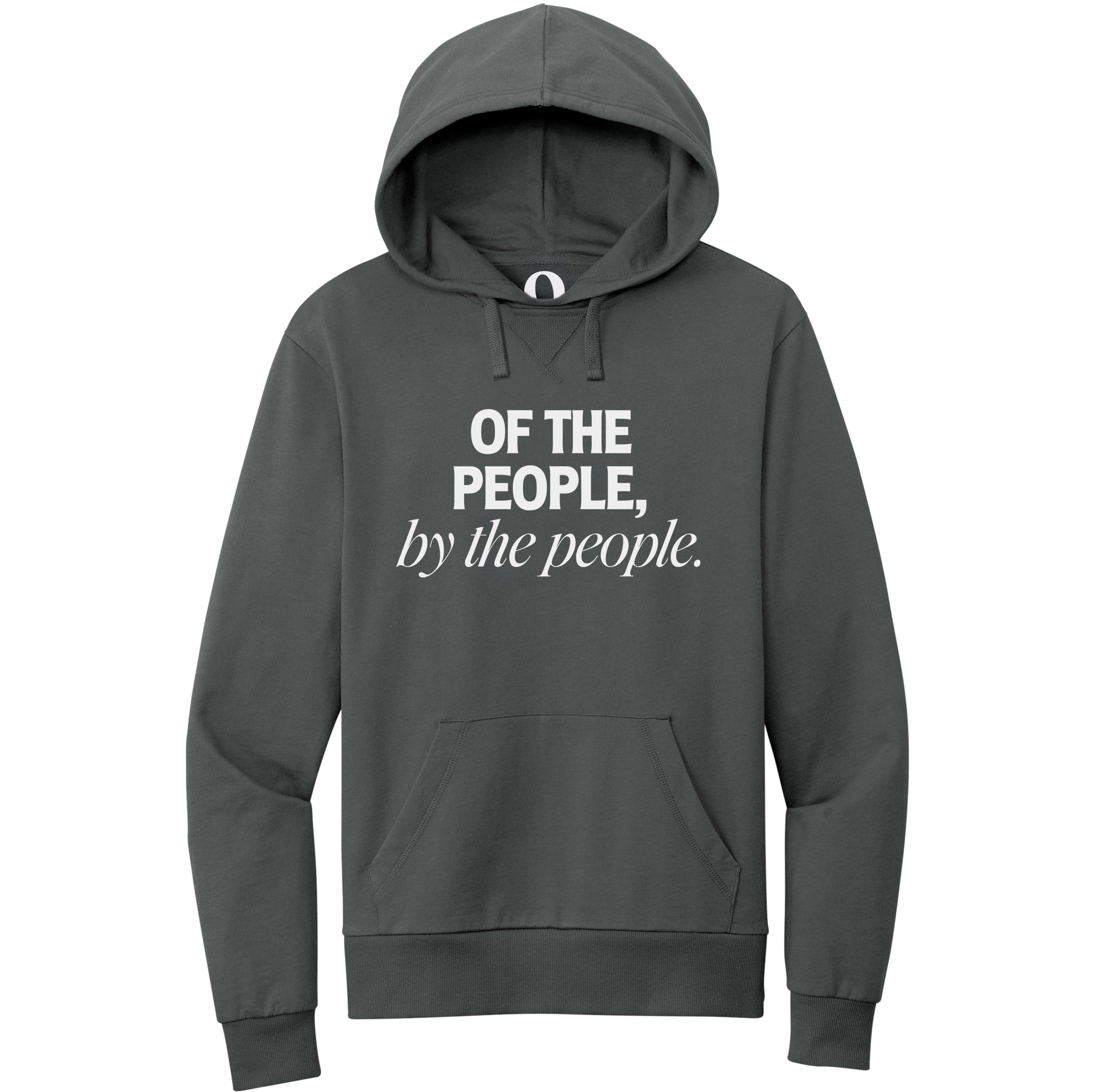 "Of the People, by the People." Quorum Pullover Hoodie editorial print in Terrain Grey