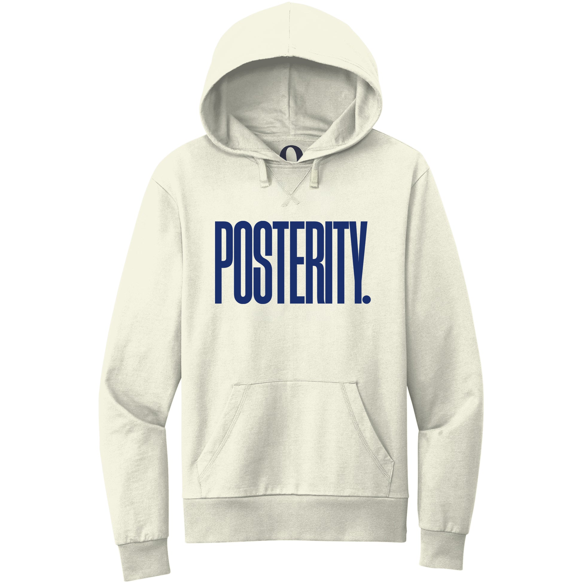 "Posterity." Quorum Pullover Hoodie front print in White Sand