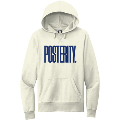 "Posterity." Quorum Pullover Hoodie front print in White Sand