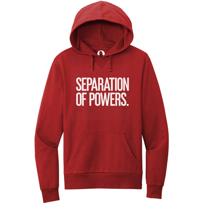 "Separation of Powers." Quorum Pullover Hoodie editorial print in Revolution Red