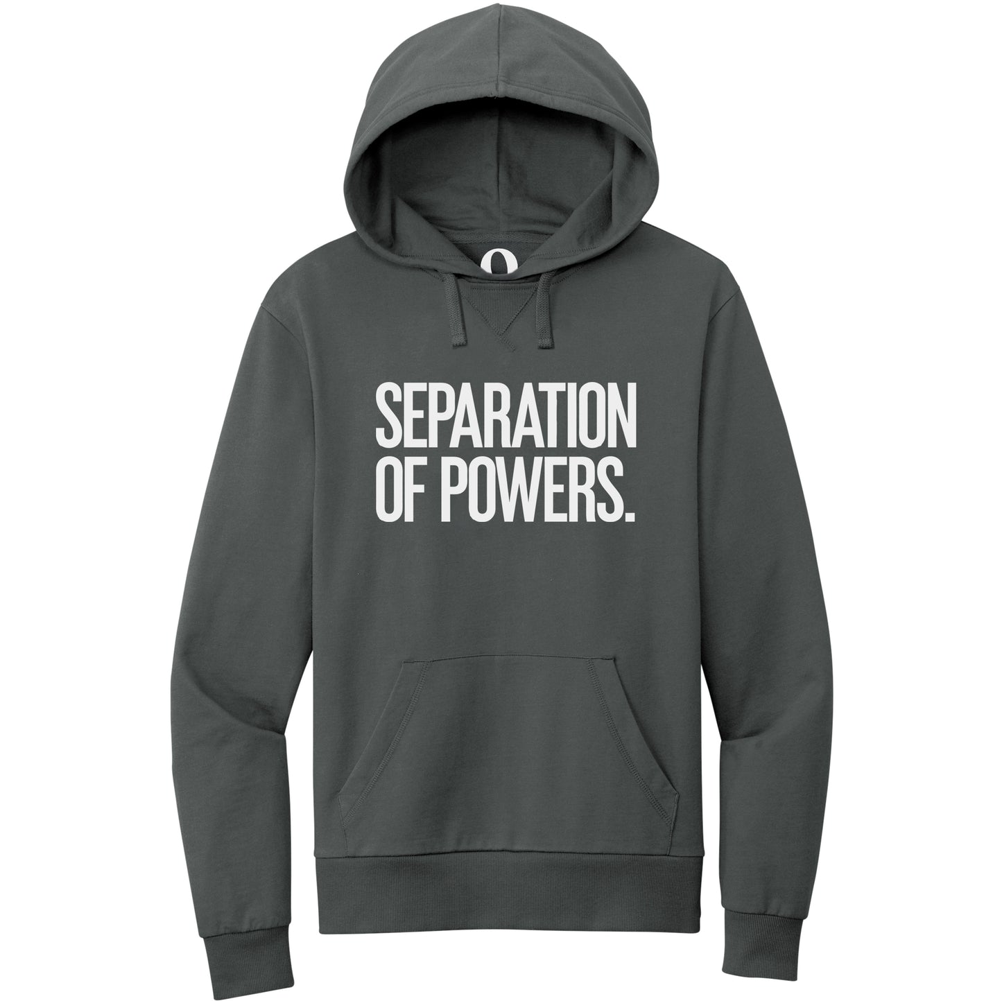 "Separation of Powers." Quorum Pullover Hoodie editorial print in Terrain Grey